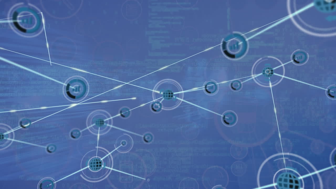 Animation of network of connections with digital icons