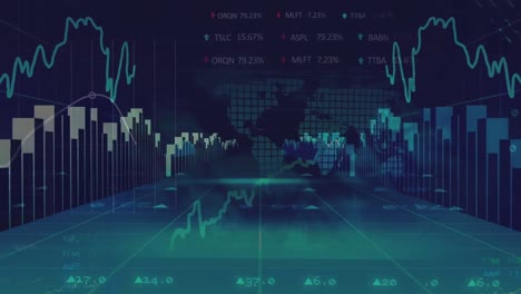 Animation-Der-Datenverarbeitung-über-Der-Weltkarte