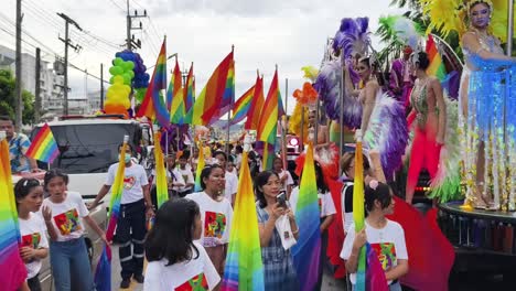 colorful lgbtq+ pride parade in thailand