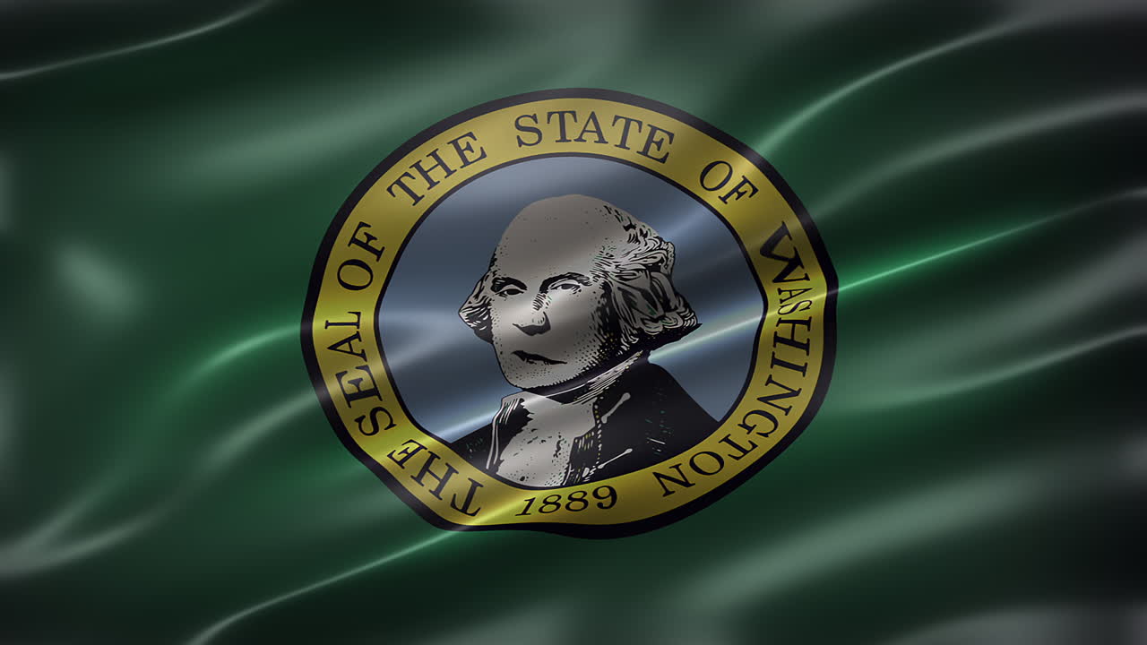 워싱턴의 발, 글 뷰, 풀 프레임, 우아하고, 반이는, 날아다니는, 우아한 실키 텍스처, 바람에 흔들리는, 현실적인 4k cg 애니메이션, 영화와 같은 외관, 원활한 루프 가능