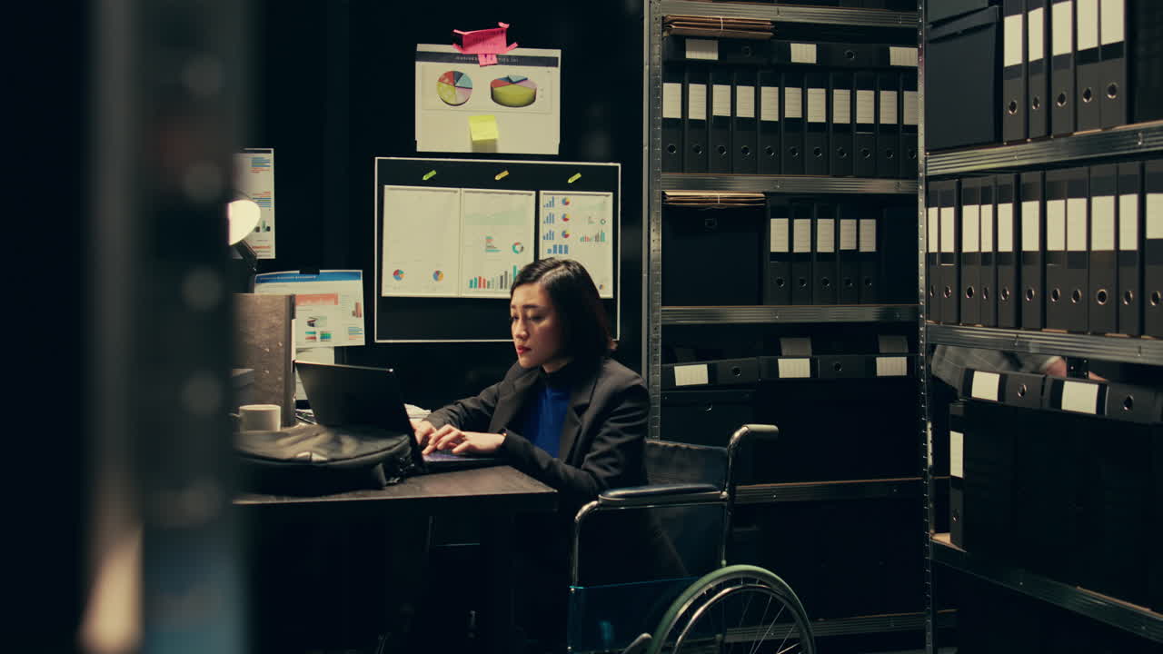 법의학팀이 아카이브 방에서 현대적인 분석을 위해 dna 플을 추출하고 있습니다.