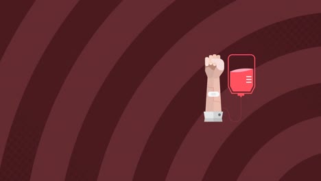 Animation-of-medical-icons-and-stripes-on-red-background