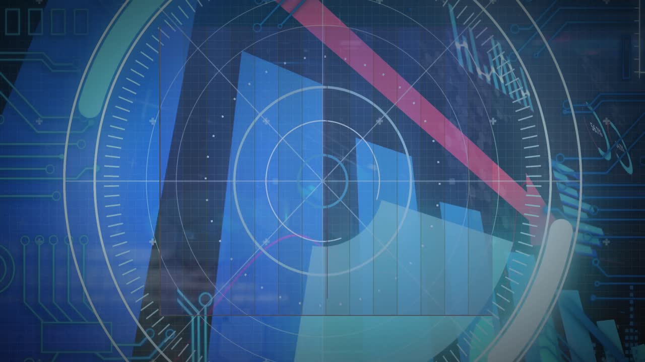 animación del procesamiento de datos financieros sobre un fondo oscuro