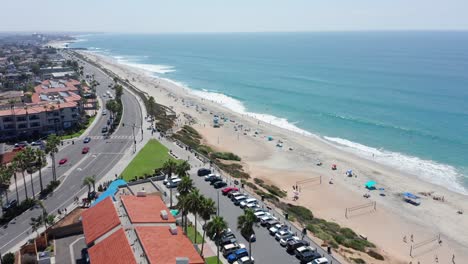 aerial view of carlsbad state beach and sea wall in california, america