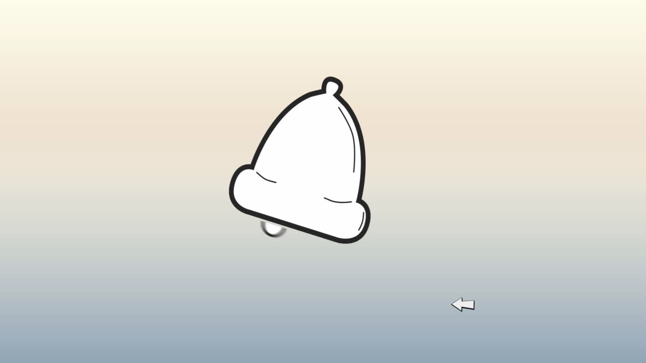 분홍색과 파란색 그라디언트 배경의 복사 공간에 대한 통지 종 아이콘의 애니메이션