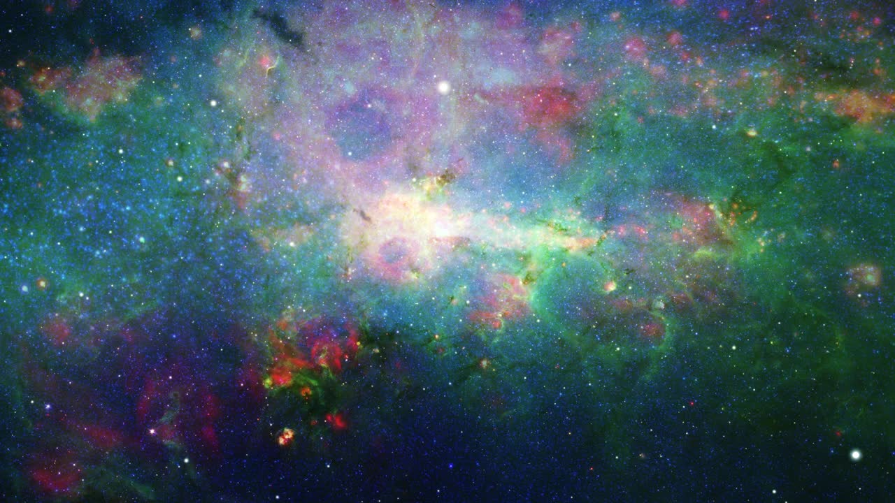 4k 3d renderización de bucle sin costuras viajando a través de campos estelares en la vía láctea. azul profundo rosa púrpura abstracto universo fractal espacio bucle de fondo. vuelo a través del espacio con galaxia y nebulosas.
