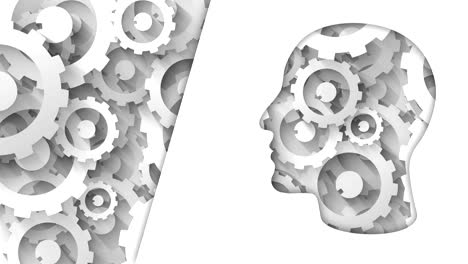 business concept head on white cogs background