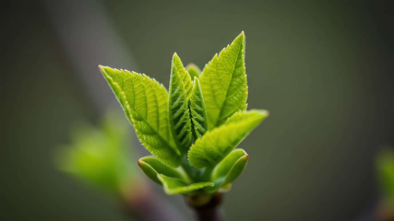 Captivating Close-Up of Fresh Green Leaves Unfurling, Showcasing Nature's Intricate Patterns and Vibrant Colors as They Thrive in Springtime Light