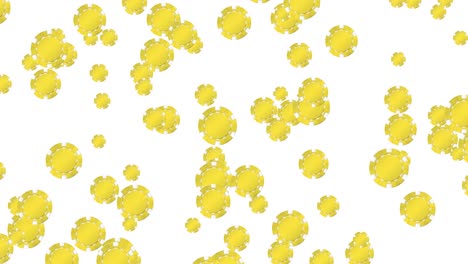 yellow poker chips dispersing and clustering