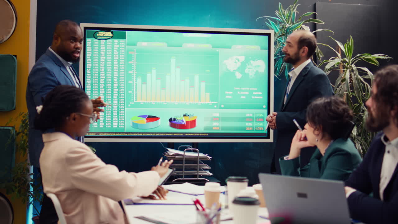 Marketing team gathering in a information sharing meeting to study updates