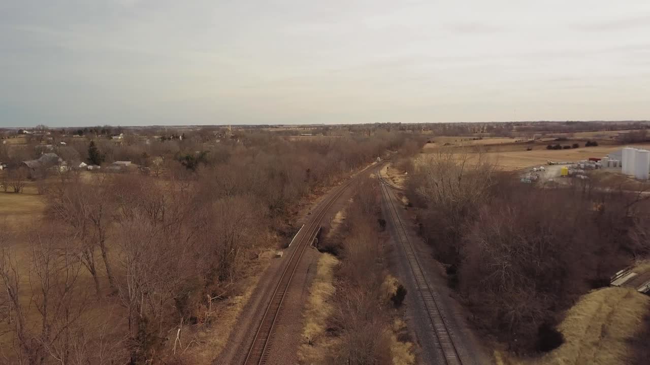 Drone Aerial View of American Pacific Railroad, Falls City, Nebraska USA