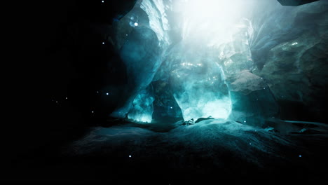 a dark and mysterious ice cave