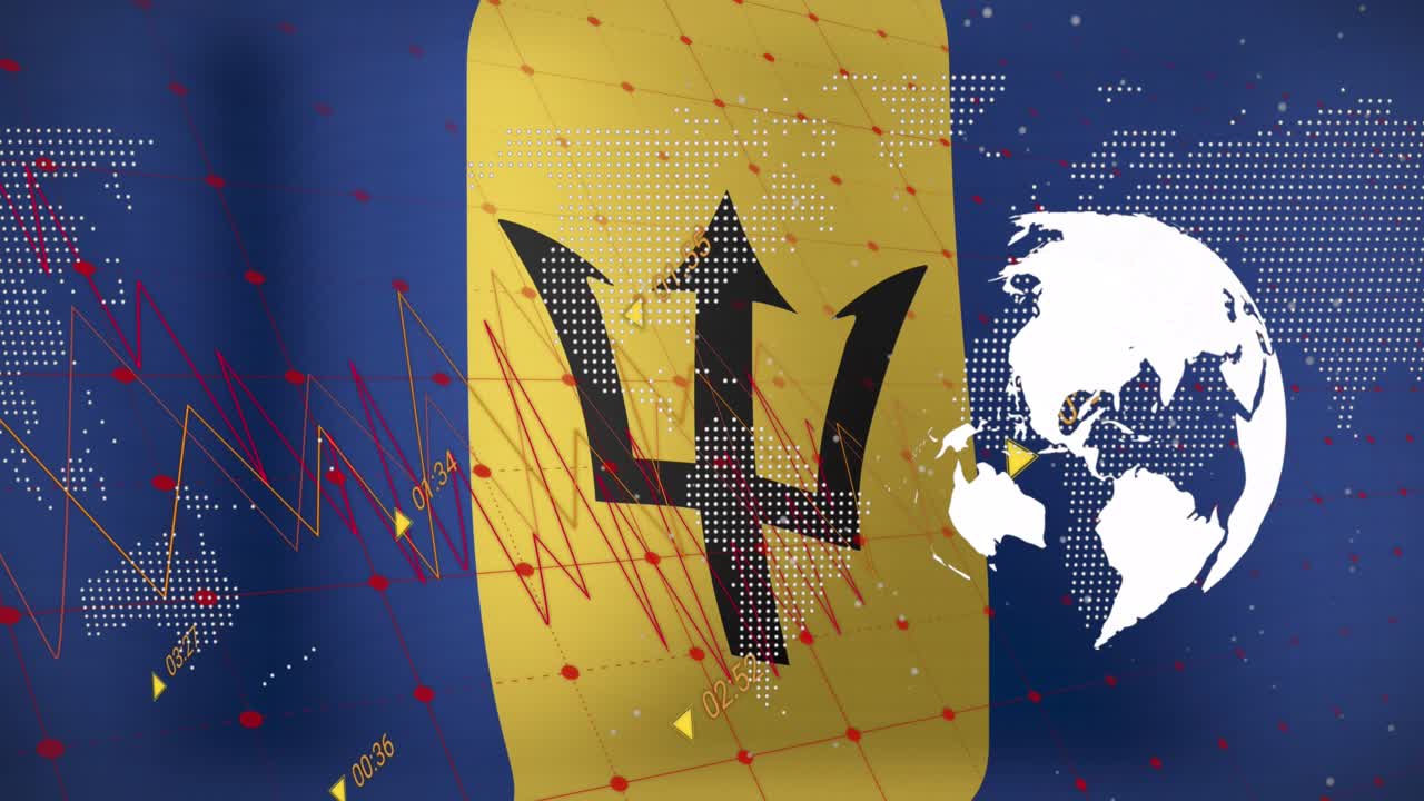 Animace světové mapy a sítě spojení na modrém pozadí