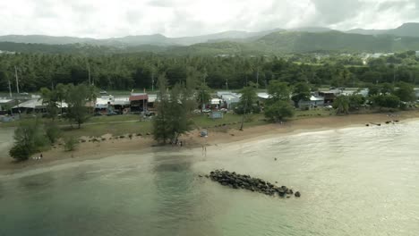 Luquillo-Puerto-rico-kiosko-de-luquillo-at-playa-fortuna-wide-parallel-drone-shot-4K60P