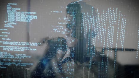 man drinking coffee and program codes