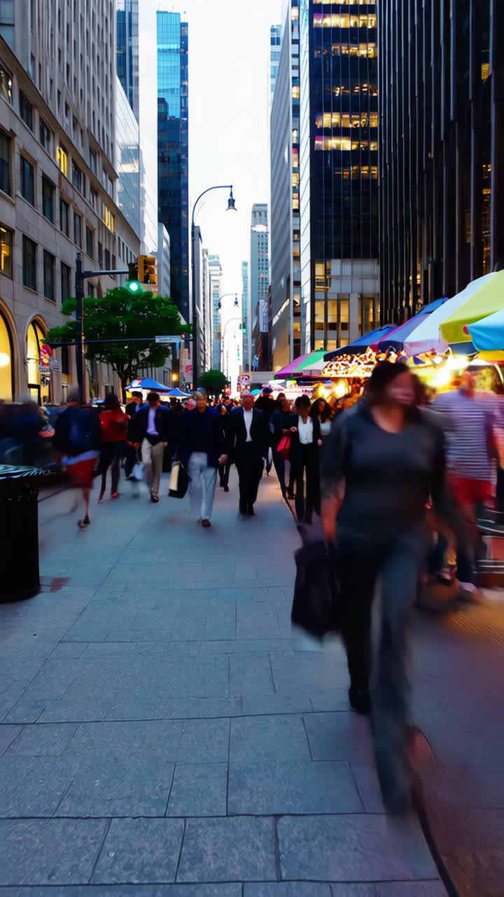 Busy Street Market in NYC Downtown