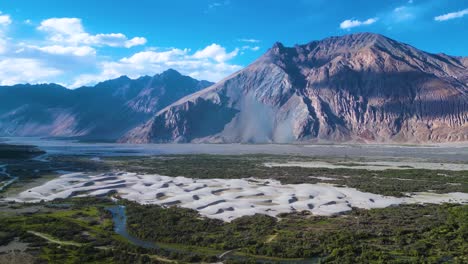aerial view of sand dunes nubra valley, ladakh