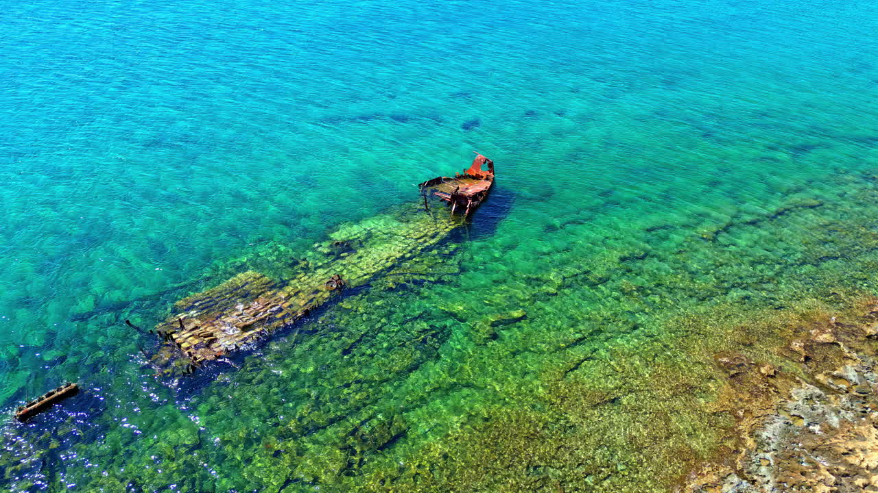 A pirate ship sank off the coast of Gramvousa Island with incredible crystal clear turquoise waters