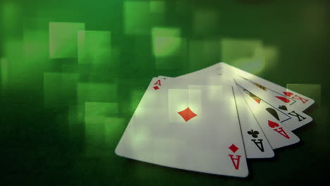five cards falling on the ground