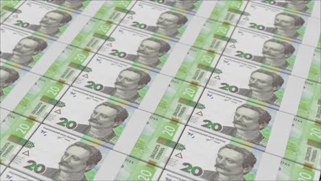 20-Billetes-De-Hryvnia-Ucraniana-Impresos-Por-Una-Prensa-De-Dinero