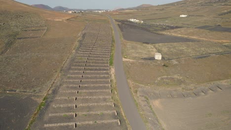 Volcanic-agriculture-at-Lanzarote,-Canary-Islands,-Spain