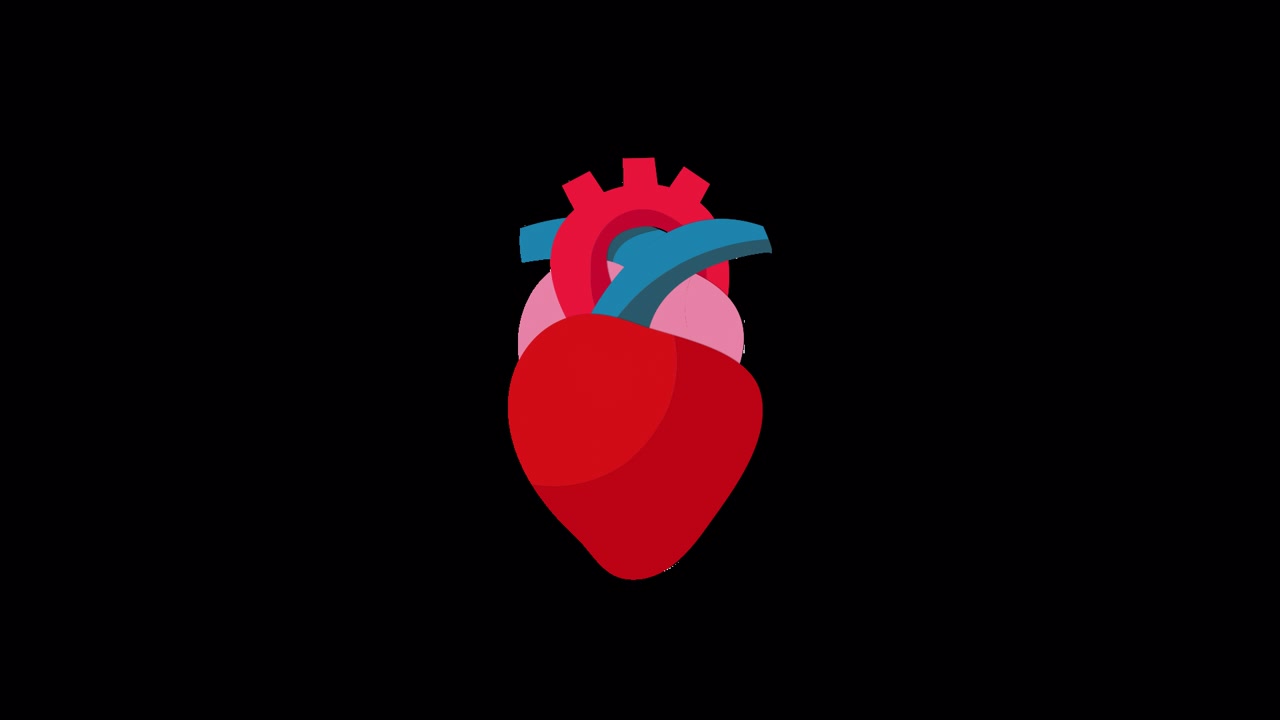 Cuore umano animato che si forma su sfondo nero