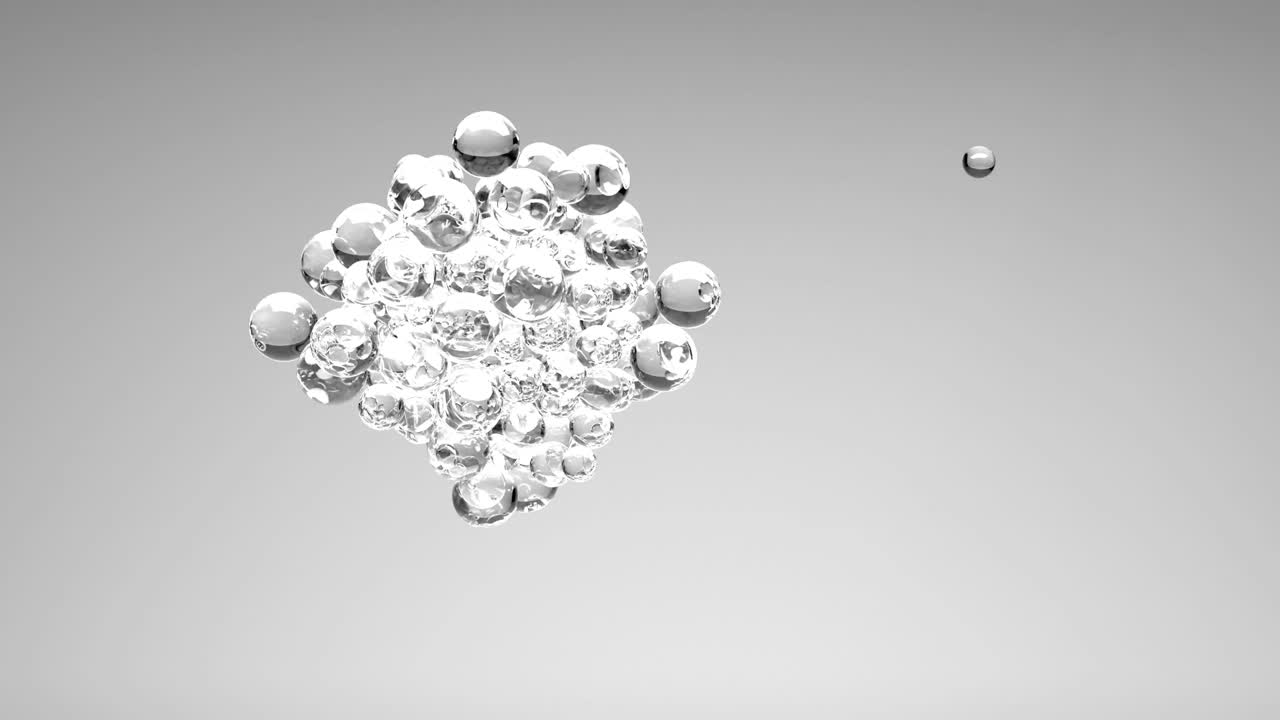 떠다니는 유리 거품의 그룹, 3d 일러스트레이션
