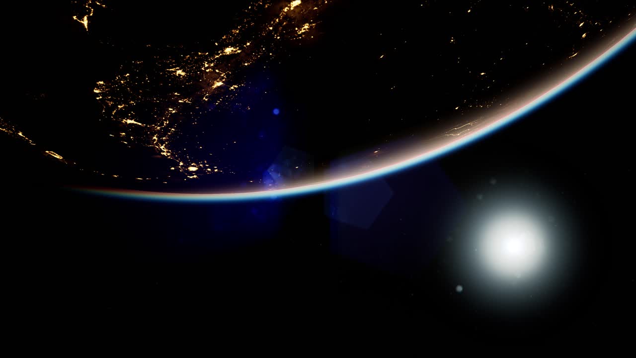 Space, Sun and planet Earth at Night