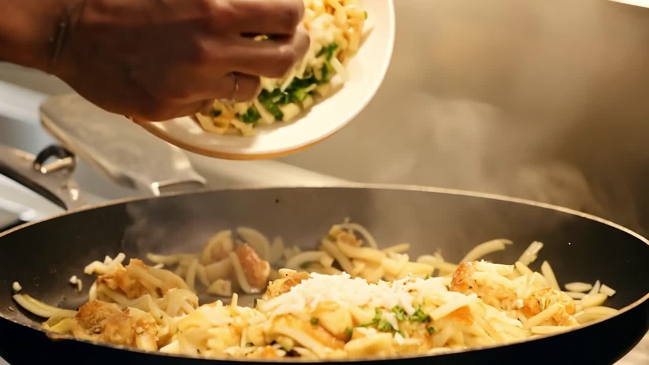 비 에 음식 을 조리 하는 것