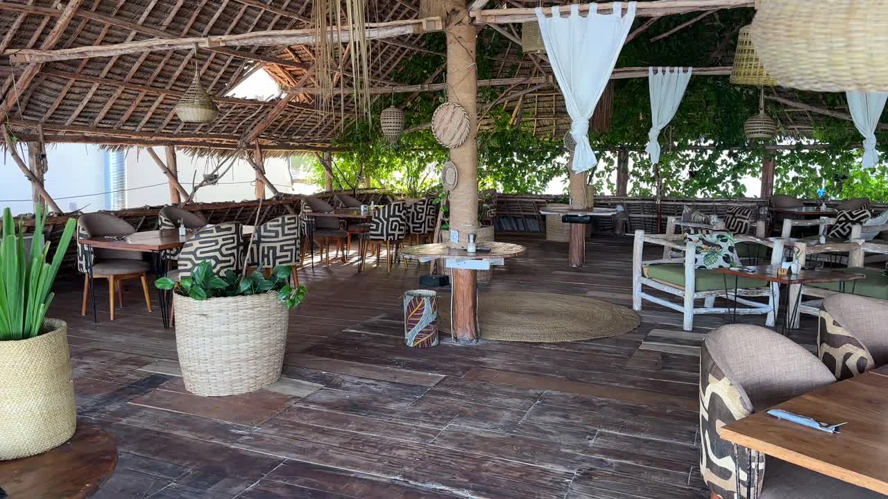 Inside Trendy Restaurant in Paje Zanzibar With Modern Interior and Stylish Tropical Dining Space