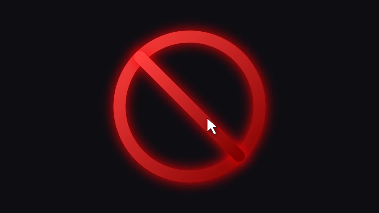 Red Prohibited Sign Icon with Moving Computer Cursor