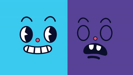 faces kawaii comic characters animation