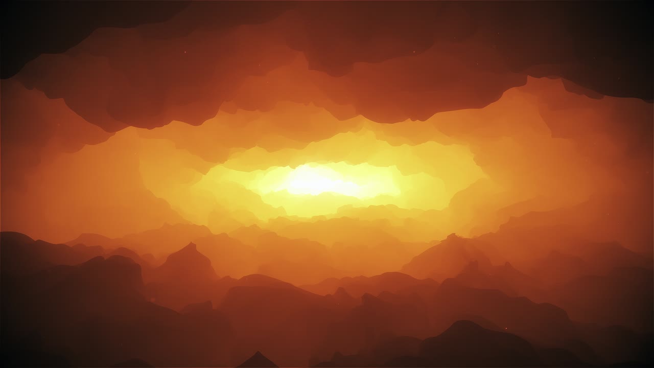 vuelo interminable a través del paisaje estéril de la cueva en la luz del sol núcleo de fondo bucle