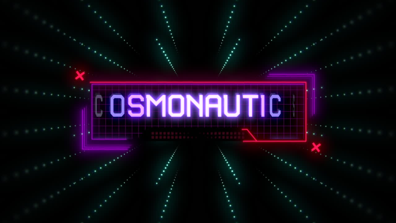 día de la cosmonáutica en pantalla digital con elementos y líneas hud