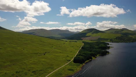 scottish highlands, aerial view over loch tulla near glencoe in scotland, united kingdom