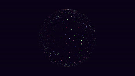 an artistic depiction of a spherical object created using numerous multicolored dots, resembling a starry night sky. the sphere levitates in a dark cosmic backdrop