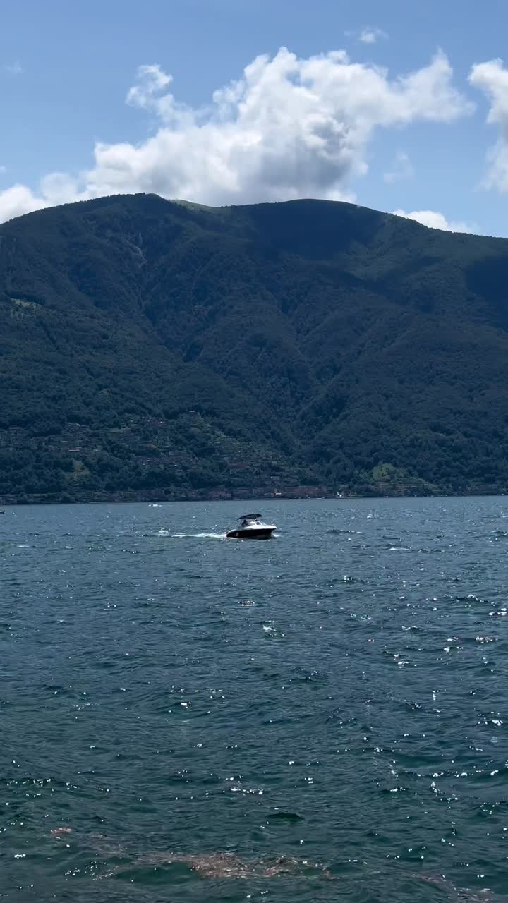 Lago Maggiore, Svizzera, barca sull'acqua, natura svizzera, stagione estiva, Europa.