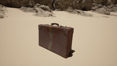 vintage suitcase abandoned in the desert