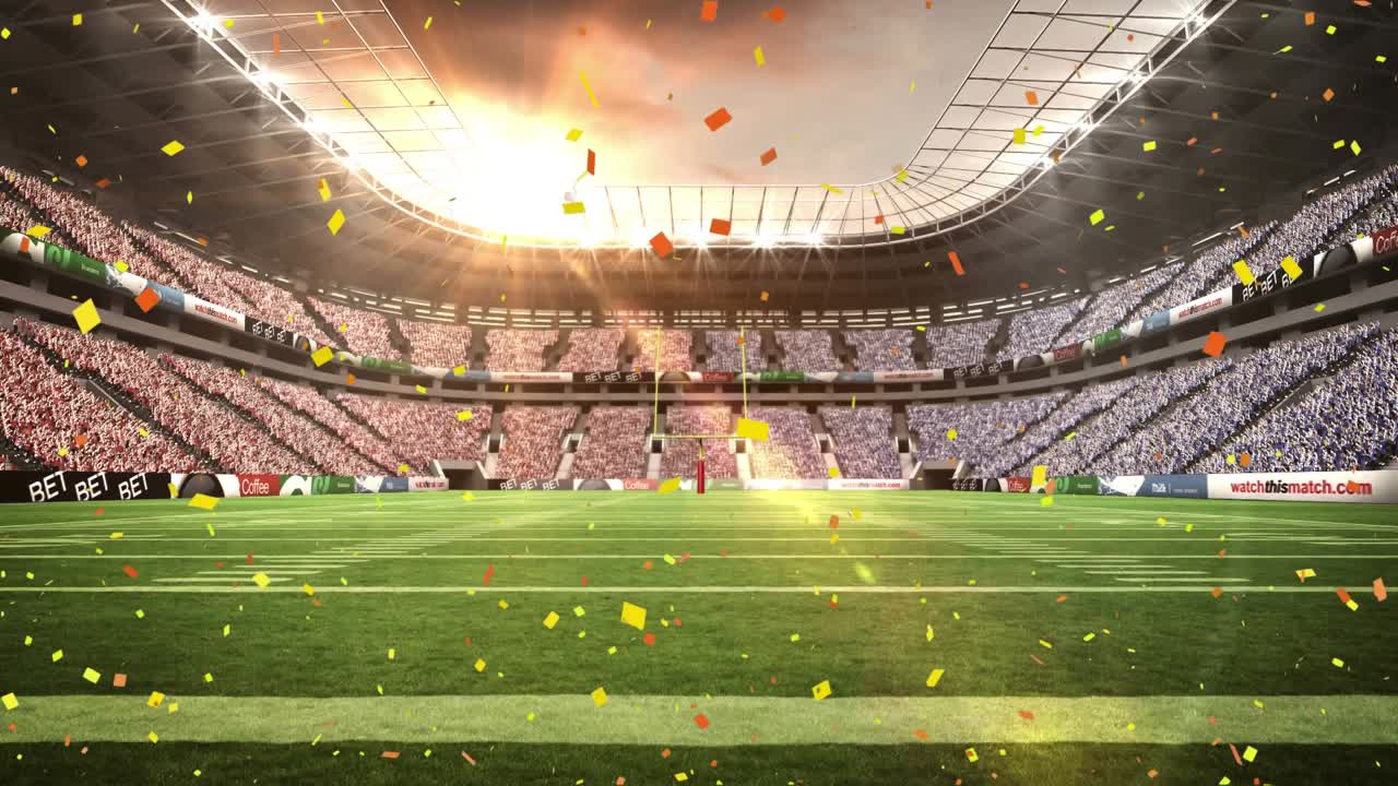 Animazione di coriandoli su stadio sportivo