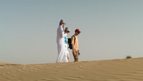 three travelers in the desert