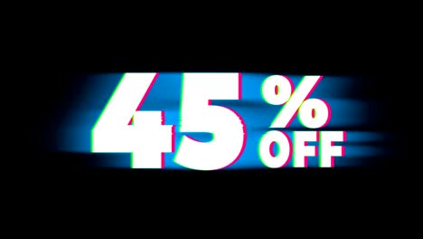 el 45% de descuento en el texto es una promoción de efectos de glitch vintage.
