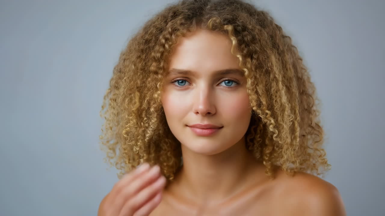 Ritratto di una bella donna con i capelli ricci