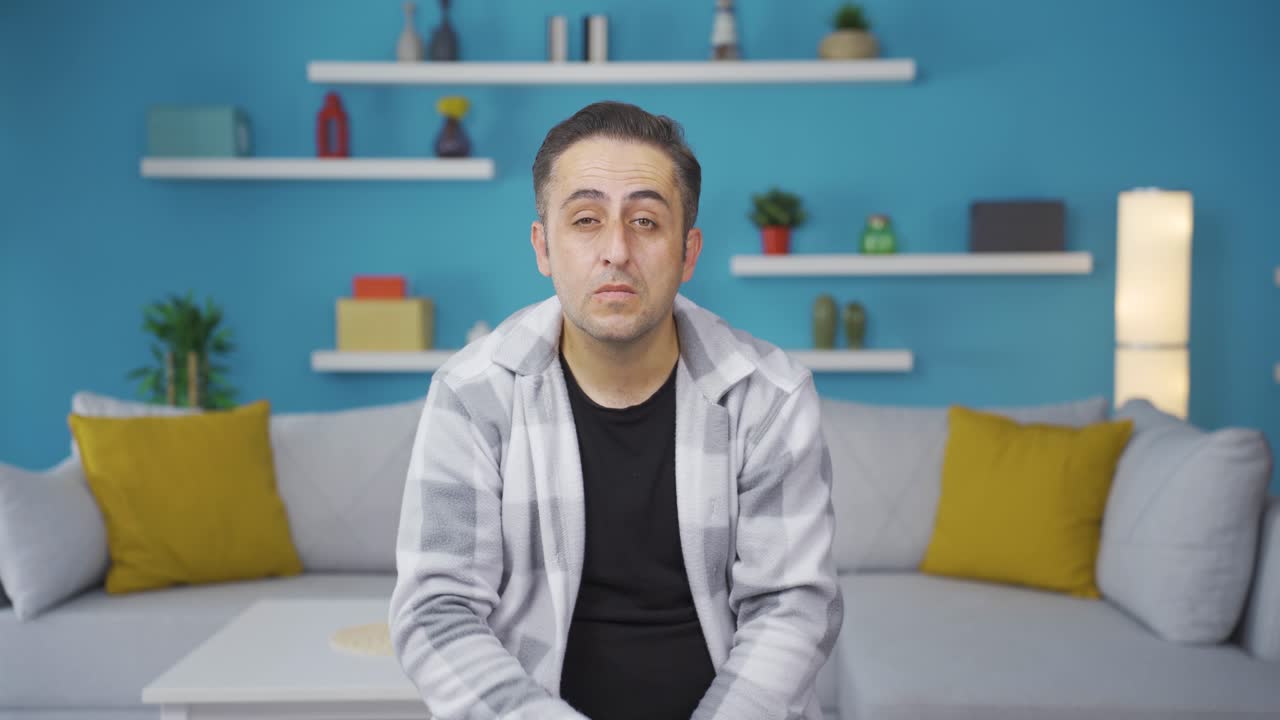 The man who has trouble seeing. Eye problem.