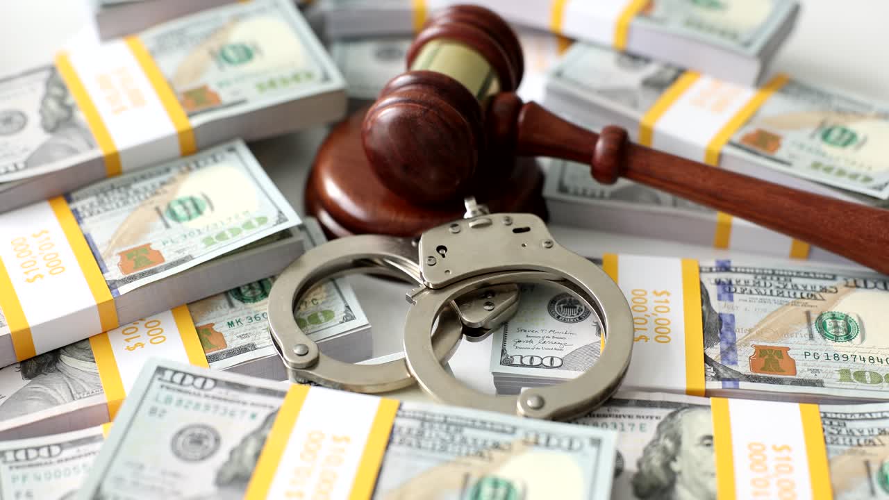 Money, Gavel and Handcuffs