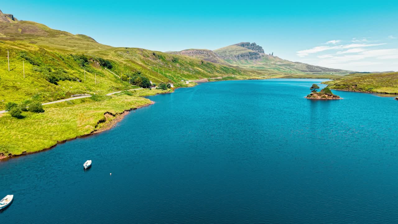Scenic Lake Landscape with Mountains and Island