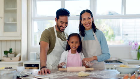 Cooking,-smile-and-help-with-family-in-kitchen