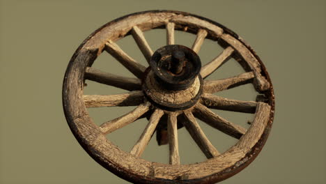 handmade rustic vintage wooden wheel used in medieval wagons