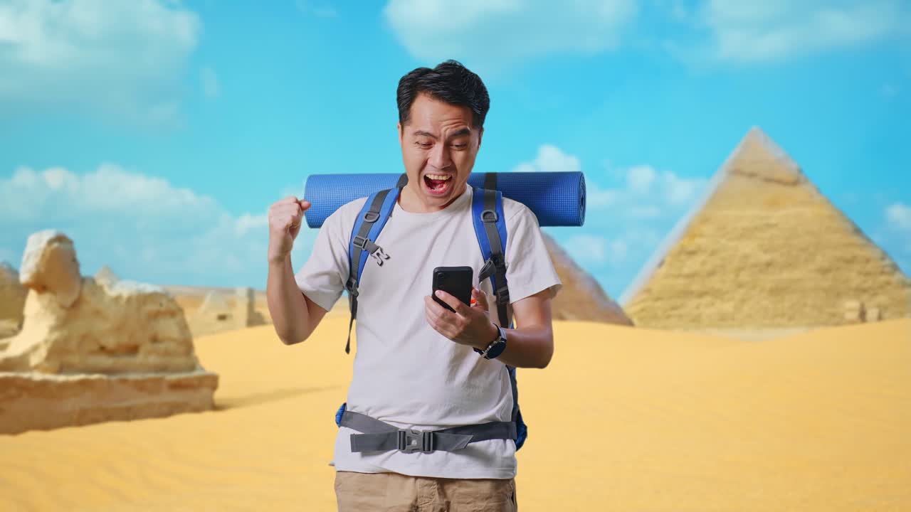 Excited Tourist in Egypt
