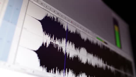 timeline window with black sound waveform in the film editing soft