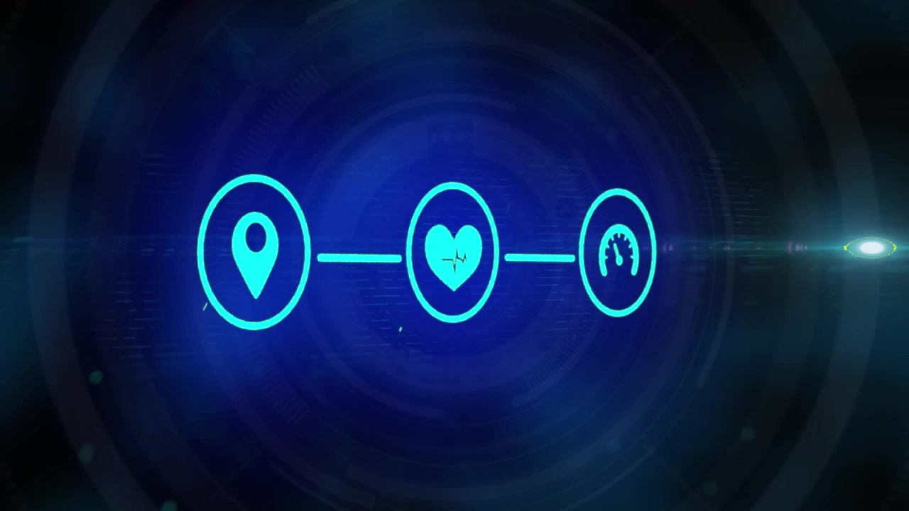 Animation of media icons over shapes